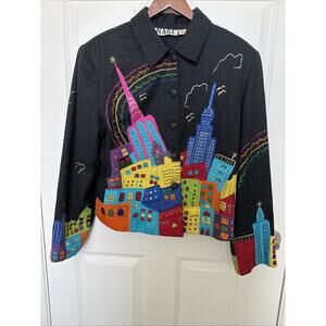 Vintage ANAGE City Embroidered Cotton Jacket Size Large Pristine
